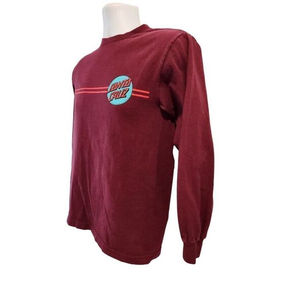 Santa Cruz Red Long Sleeve T-Shirt S Graphic Tee Skater Surfer Double Sided - Picture 4 of 6